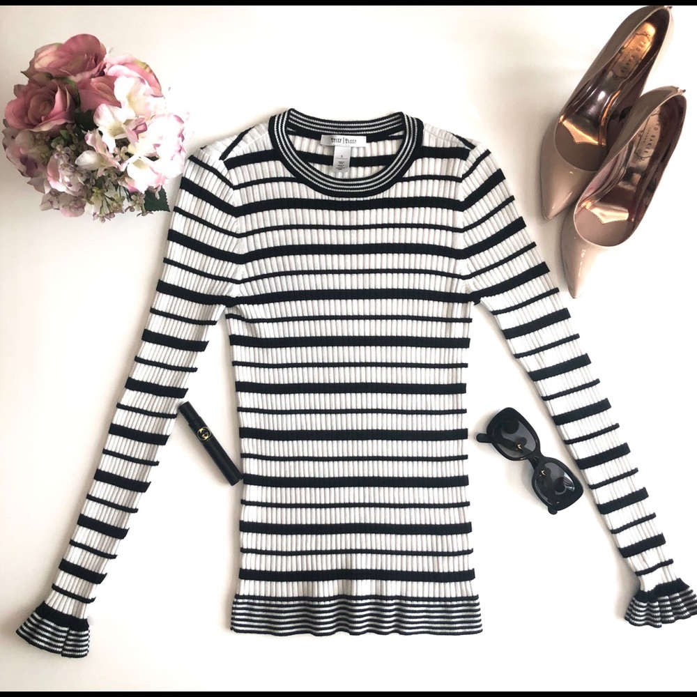 WHBM | Black/White Striped Knit Sweater | Sz S